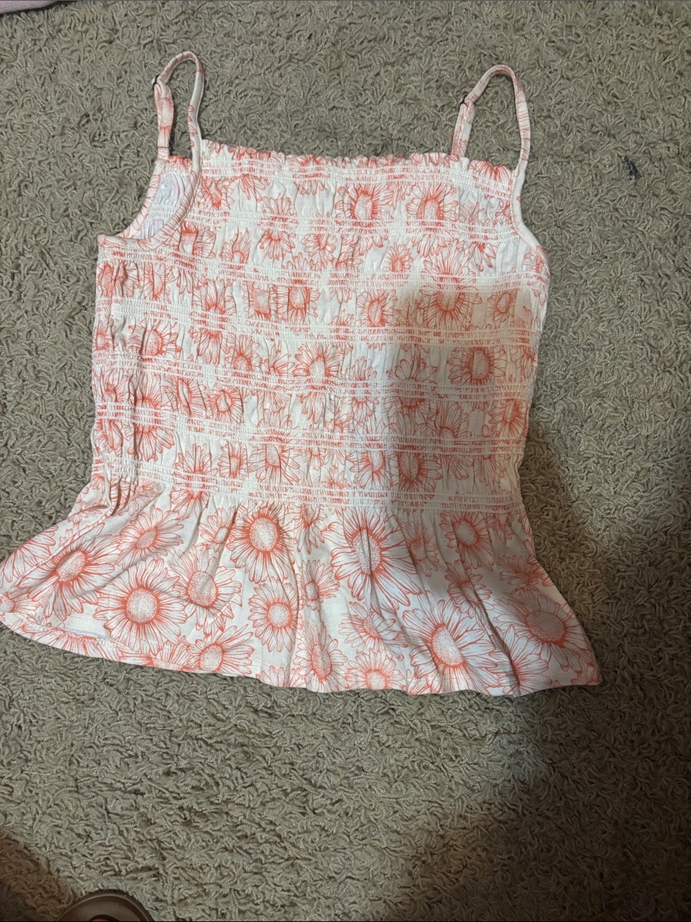 SO Coral Pink Floral Smocked Peplum Cami